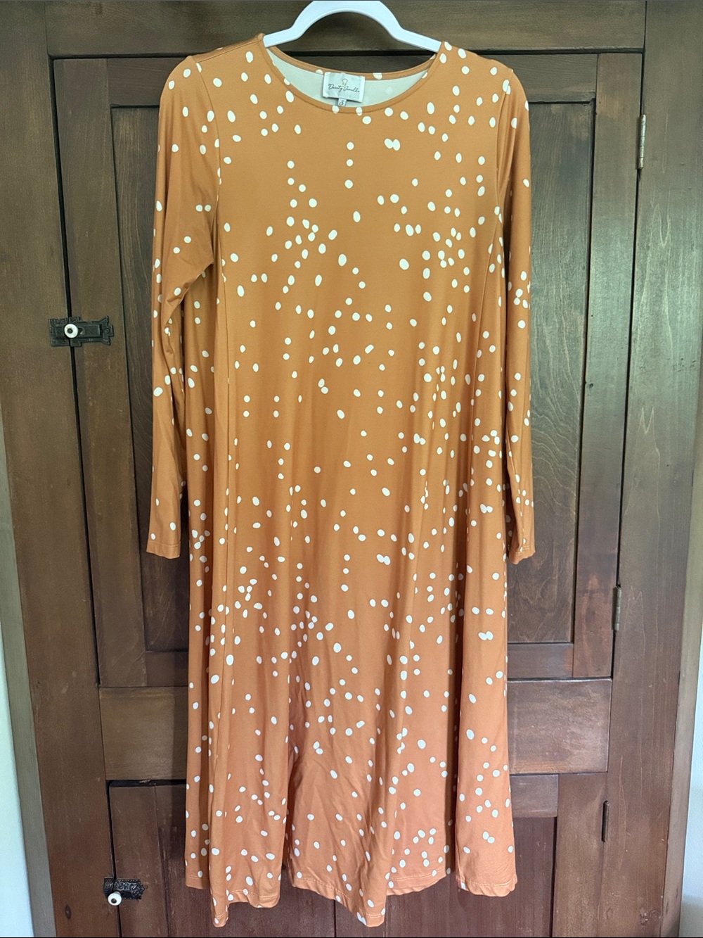 Dainty Jewells “Your Favorite Dress”Mustard with white dots Long Sleeve Dress